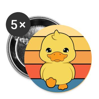 Mignon Canard Vintage Rétro Coucher de Soleil Animal Lover Design - Lot de 5 grands badges (56 mm) - blanc - Devant