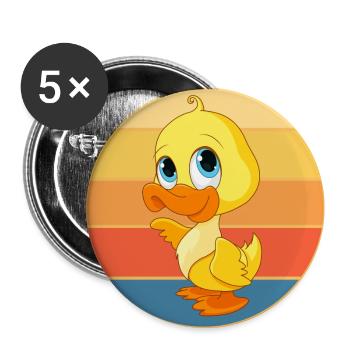 Niedliche Ente Vintage Retro Sonnenuntergang Tierliebhaber Design - Buttons groß 56 mm (5er Pack) - Weiß - Vorne