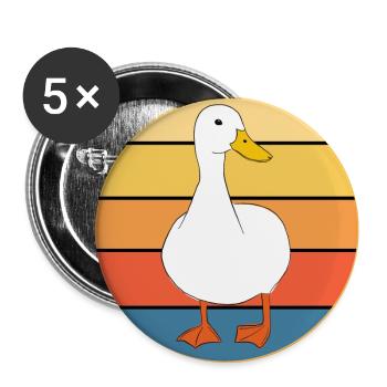Niedliche Ente Vintage Retro Sonnenuntergang Tierliebhaber Design - Buttons groß 56 mm (5er Pack) - Weiß - Vorne