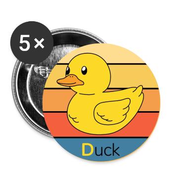 Niedliche Ente Vintage Retro Sonnenuntergang Tierliebhaber Design - Buttons groß 56 mm (5er Pack) - Weiß - Vorne