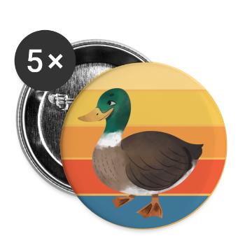Cute Duck Vintage Retro Sunset Animal Lover Design - Buttons large 2.2''/56 mm (5-pack) - white - Front