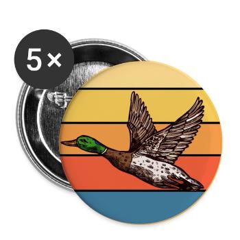 Cute Duck Vintage Retro Sunset Animal Lover Design - Buttons large 2.2''/56 mm (5-pack) - white - Front