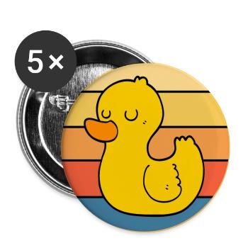 Niedliche Ente Vintage Retro Sonnenuntergang Tierliebhaber Design - Buttons groß 56 mm (5er Pack) - Weiß - Vorne