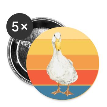 Niedliche Ente Vintage Retro Sonnenuntergang Tierliebhaber Design - Buttons groß 56 mm (5er Pack) - Weiß - Vorne