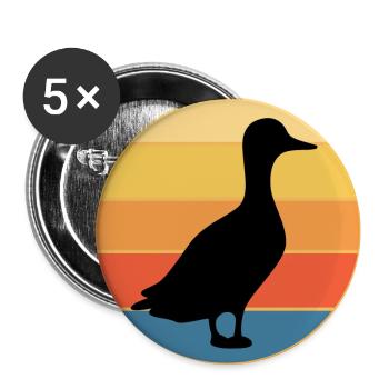 Niedliche Ente Vintage Retro Sonnenuntergang Tierliebhaber Design - Buttons groß 56 mm (5er Pack) - Weiß - Vorne