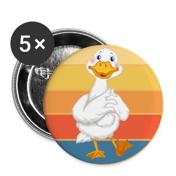 Mignon Canard Vintage Rétro Coucher de Soleil Animal Lover Design - Lot de 5 grands badges (56 mm) - blanc - Devant