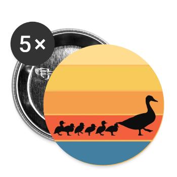 Mignon Canard Vintage Rétro Coucher de Soleil Animal Lover Design - Lot de 5 grands badges (56 mm) - blanc - Devant