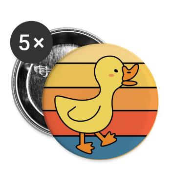 Niedliche Ente Vintage Retro Sonnenuntergang Tierliebhaber Design - Buttons groß 56 mm (5er Pack) - Weiß - Vorne