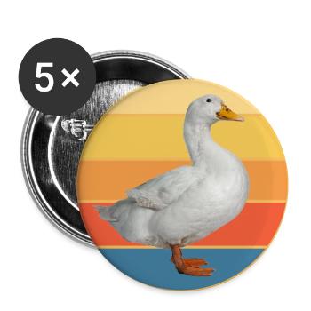 Niedliche Ente Vintage Retro Sonnenuntergang Tierliebhaber Design - Buttons groß 56 mm (5er Pack) - Weiß - Vorne