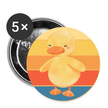 Cute Duck Vintage Retro Sunset Animal Lover Design - Buttons large 2.2''/56 mm (5-pack) - white - Front