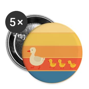Mignon Canard Vintage Rétro Coucher de Soleil Animal Lover Design - Lot de 5 grands badges (56 mm) - blanc - Devant