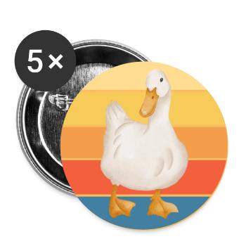 Mignon Canard Vintage Rétro Coucher de Soleil Animal Lover Design - Lot de 5 grands badges (56 mm) - blanc - Devant