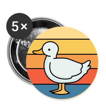 Niedliche Ente Vintage Retro Sonnenuntergang Tierliebhaber Design - Buttons groß 56 mm (5er Pack) - Weiß - Vorne