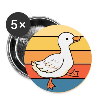 Niedliche Ente Vintage Retro Sonnenuntergang Tierliebhaber Design - Buttons groß 56 mm (5er Pack) - Weiß - Vorne