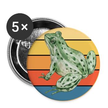 Cute Frog Vintage Retro Sunset Animal Lover - Buttons large 2.2''/56 mm (5-pack) - white - Front