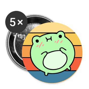 Cute Frog Vintage Retro Sunset Animal Lover - Buttons large 2.2''/56 mm (5-pack) - white - Front