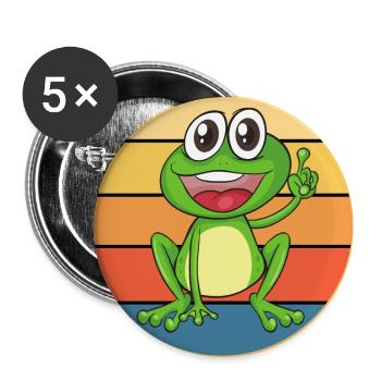 Cute Frog Vintage Retro Sunset Animal Lover - Buttons large 2.2''/56 mm (5-pack) - white - Front