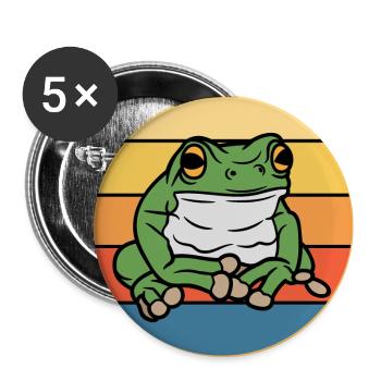 Cute Frog Vintage Retro Sunset Animal Lover - Buttons large 2.2''/56 mm (5-pack) - white - Front