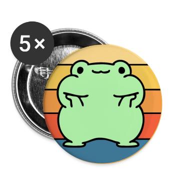 Cute Frog Vintage Retro Sunset Animal Lover - Buttons large 2.2''/56 mm (5-pack) - white - Front