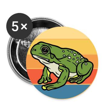 Niedlicher Frosch Vintage Retro Sonnenuntergang Tierliebhaber - Buttons groß 56 mm (5er Pack) - Weiß - Vorne