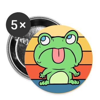Cute Frog Vintage Retro Sunset Animal Lover - Buttons large 2.2''/56 mm (5-pack) - white - Front