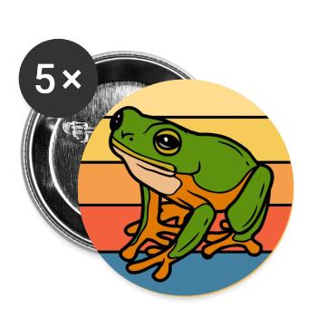 Cute Frog Vintage Retro Sunset Animal Lover - Buttons large 2.2''/56 mm (5-pack) - white - Front