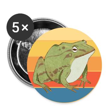 Cute Frog Vintage Retro Sunset Animal Lover - Buttons large 2.2''/56 mm (5-pack) - white - Front