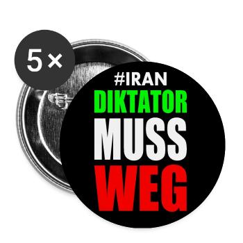 Iran diktator muss weg - Buttons groß 56 mm (5er Pack) - Weiß - Vorne