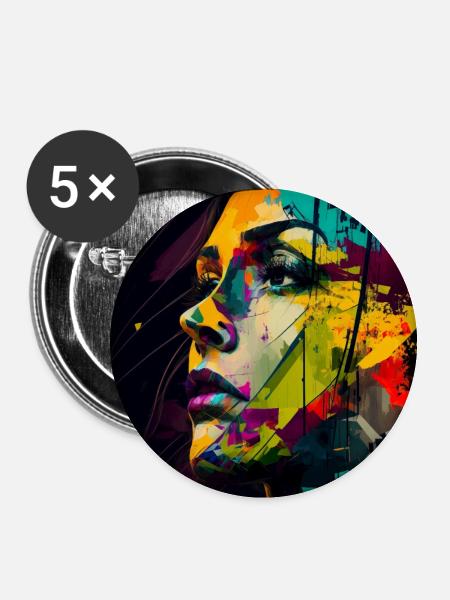 Abstract Woman Design - Buttons large 2.2''/56 mm (5-pack) - white