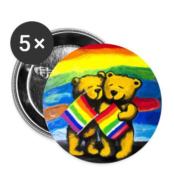 Ours en peluche gays - Lot de 5 grands badges (56 mm) - blanc - Devant