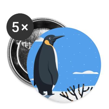 Pinguin im Schnee - Buttons groß 56 mm (5er Pack) - Weiß - Vorne