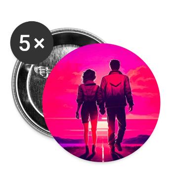 spaziergang zum Sonnenuntergang - Buttons groß 56 mm (5er Pack) - Weiß - Vorne