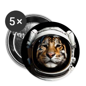 Astronauten Tiger Design für Geschenke - Buttons groß 56 mm (5er Pack) - Weiß - Vorne