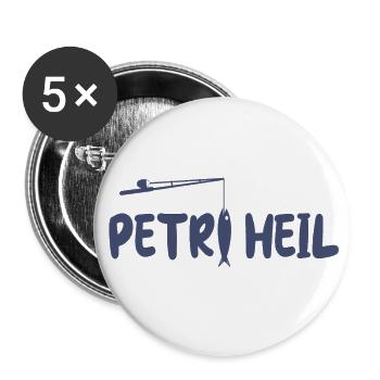 Petri Heil - Buttons groß 56 mm (5er Pack) - Weiß - Vorne