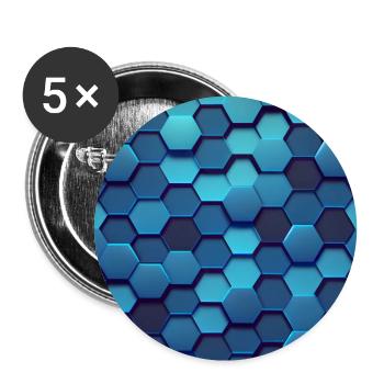 Geometric Blue Hexagon Modern - Buttons large 2.2''/56 mm (5-pack) - white - Front