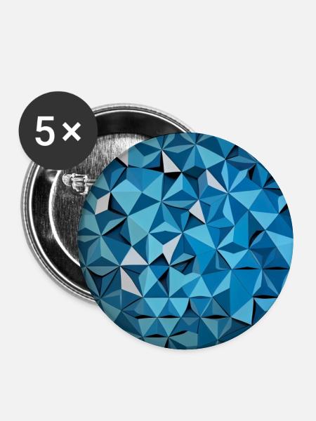 Geometrisches blaues Sechseck - Buttons groß 56 mm (5er Pack) - Weiß