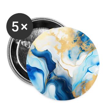 Blue Modern Marble - Buttons large 2.2''/56 mm (5-pack) - white - Front
