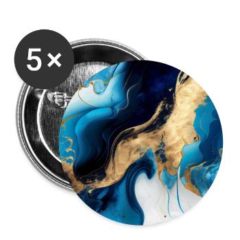 Blue Modern Marble - Buttons large 2.2''/56 mm (5-pack) - white - Front