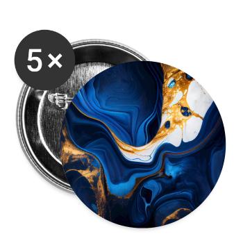 Dark Blue Modern Marble - Buttons large 2.2''/56 mm (5-pack) - white - Front