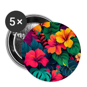 Bright Tropical Flowers Floral - Buttons large 2.2''/56 mm (5-pack) - white - Front