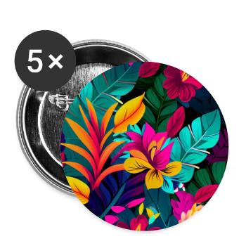 Bright Tropical Flowers Floral - Buttons large 2.2''/56 mm (5-pack) - white - Front