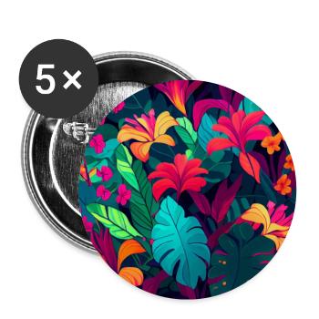 Floral Bright Tropical Flowers - Buttons large 2.2''/56 mm (5-pack) - white - Front