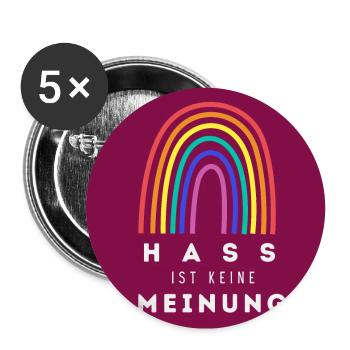 Regenbogen Hass ist keine Meinung BDR - Buttons groß 56 mm (5er Pack) - Weiß - Vorne