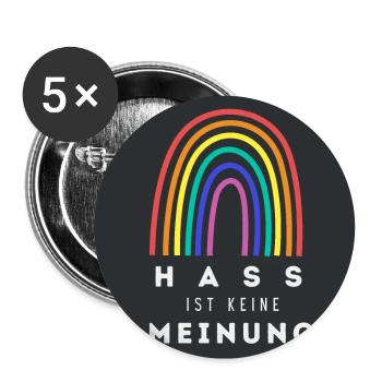 Regenbogen Hass ist keine Meinung BDG - Buttons groß 56 mm (5er Pack) - Weiß - Vorne