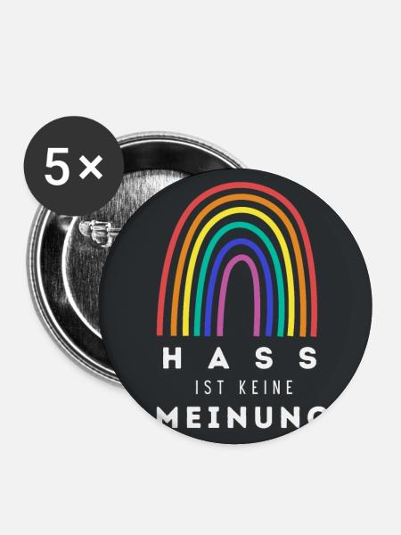 Regenbogen Hass ist keine Meinung BDG - Buttons groß 56 mm (5er Pack) - Weiß