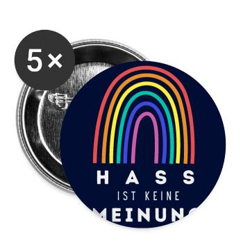 Regenbogen Hass ist keine Meinung BS - Buttons groß 56 mm (5er Pack) - Weiß - Vorne