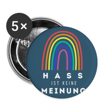 Regenbogen Hass ist keine Meinung BP - Buttons groß 56 mm (5er Pack) - Weiß - Vorne