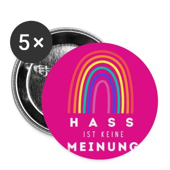 Regenbogen Hass ist keine Meinung BDP - Buttons groß 56 mm (5er Pack) - Weiß - Vorne
