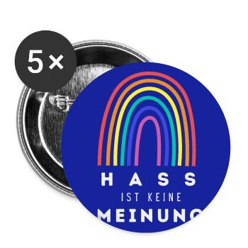 Regenbogen Hass ist keine Meinung - Buttons groß 56 mm (5er Pack) - Weiß - Vorne