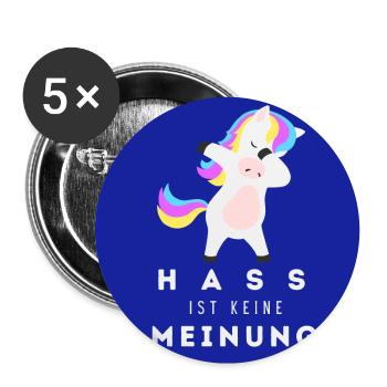 Einhorn Hass ist keine Meinung - Buttons groß 56 mm (5er Pack) - Weiß - Vorne